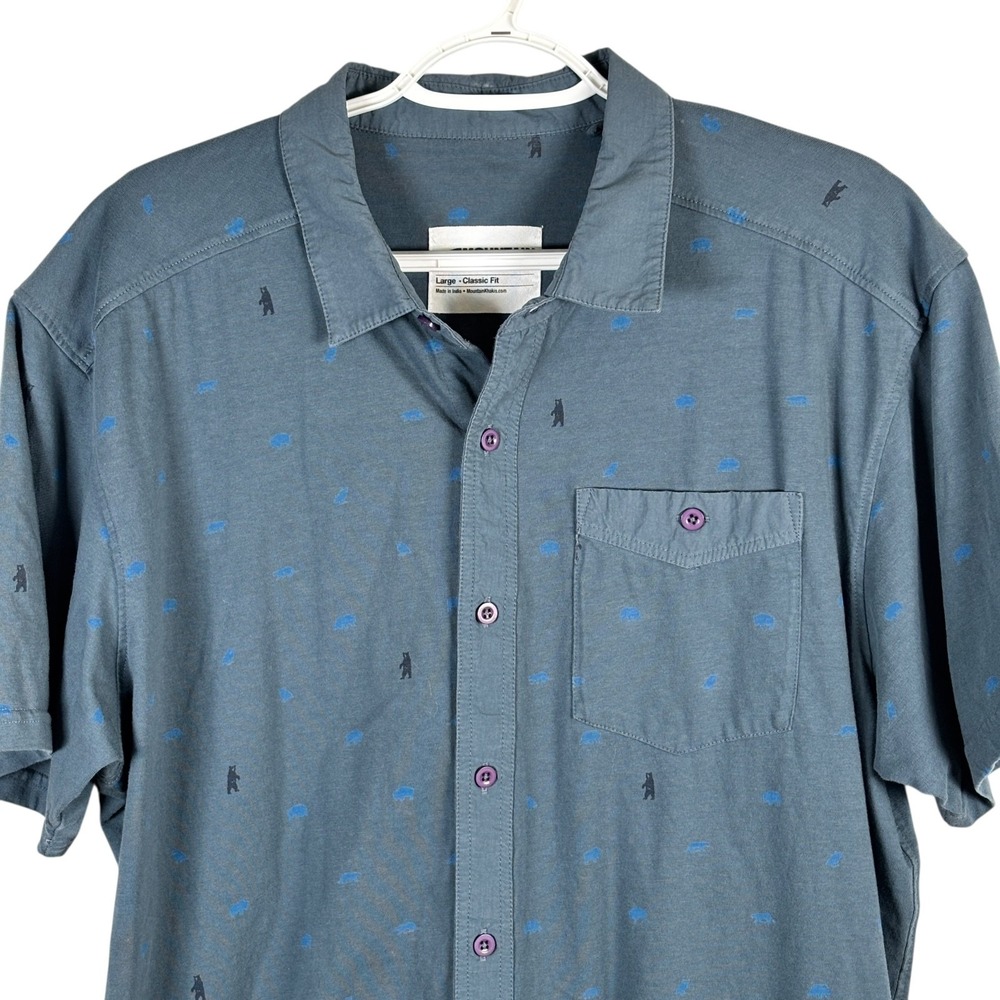 Mountain Khakis Yellowstone Sanctuary Shirt Mens L Classic Fit Blue Button Up